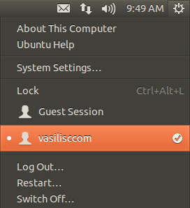 Индикатор сеанса Ubuntu 12.10